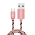Kép 1/5 - Type-C USB 2A harisnyázott töltő- és adatkábel cipőfűző mintával (1m) (rózsaszín)