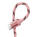 Kép 3/5 - Type-C USB 2A harisnyázott töltő- és adatkábel cipőfűző mintával (1m) (rózsaszín)