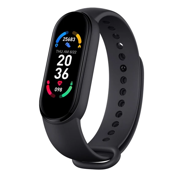 FitPro M6 Smart Band pulzus-, vérnyomás- és véroxigénmérő okoskarkötő magyar nyelvű alkalmazással (fekete)