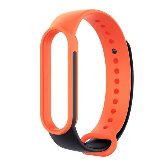 Xiaomi Mi Band 5/6 „Correa” sport szilikon szíj (fekete/narancs)