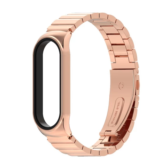Xiaomi Mi Band 3/4/5/6 rozsdamentes acél szíj oyster csattal 6 színben (rosegold)